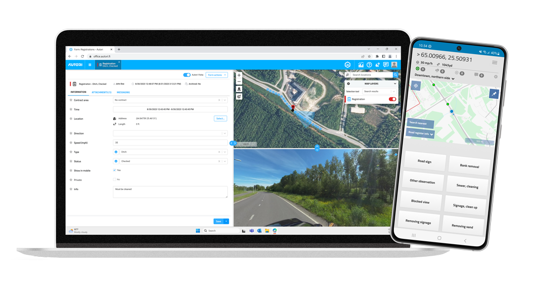 Field Tools with Vista for road and street maintenance and work or asset management