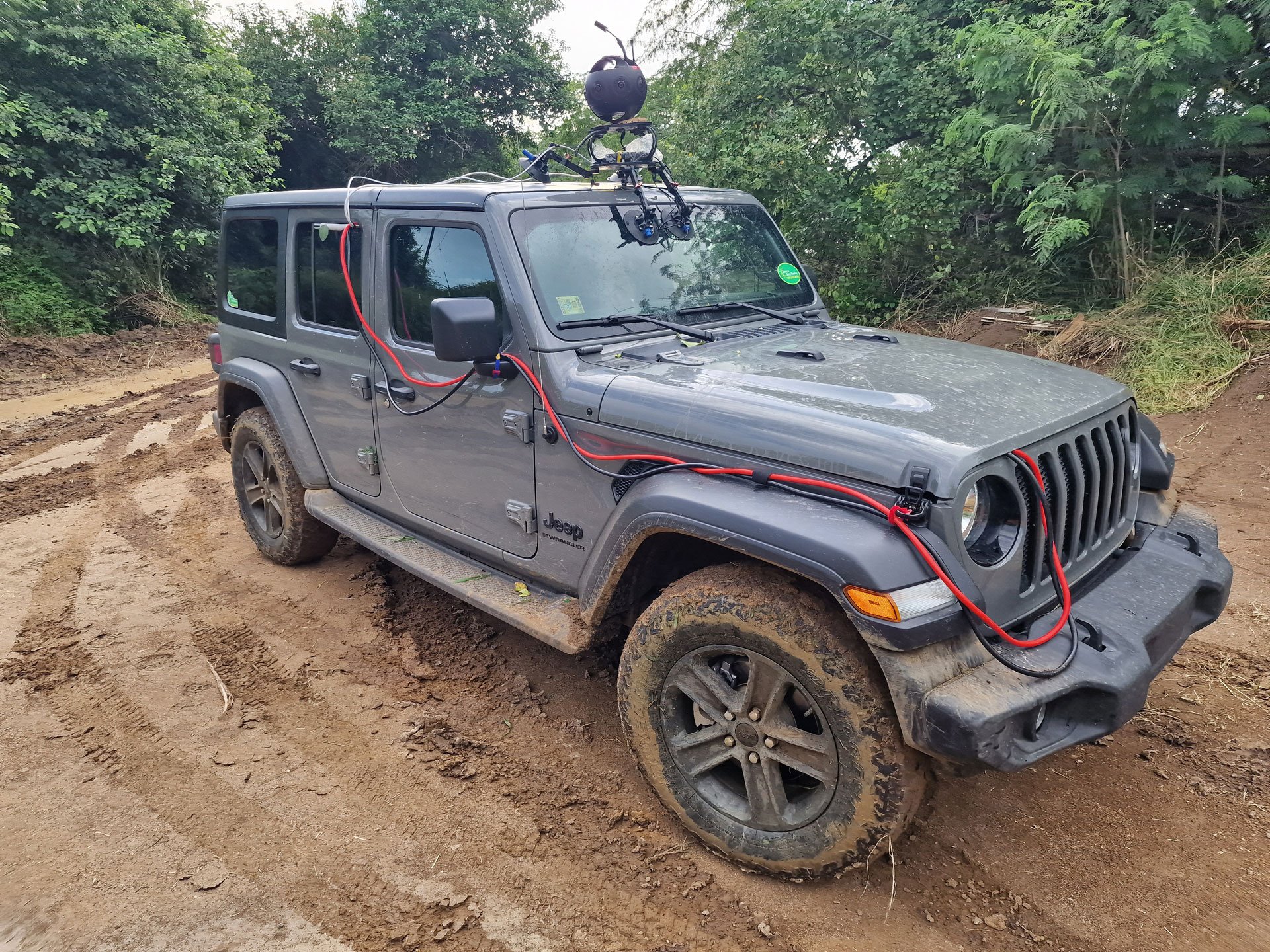 360 camera attached to a Jeep in Puerto Rico
