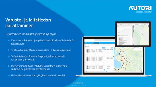 Autori Field Tools ja Väyläviraston Velho-rajapinta