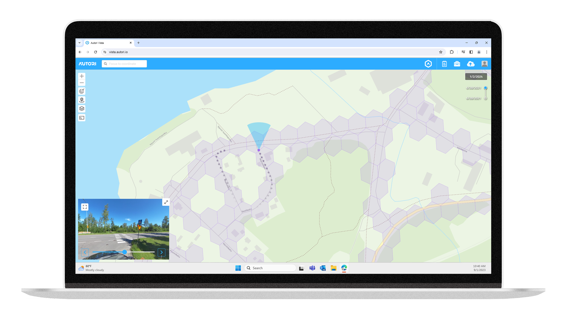 Vista image viewer for street view image data, drone images or car cameras